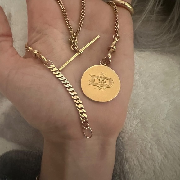 EXTREMELY RARE ESTATE 18k ANTIQUE DOUBLE ALBERT CURB WATCH CHAIN FROM BIRMINGHAM - Picture 3 of 11